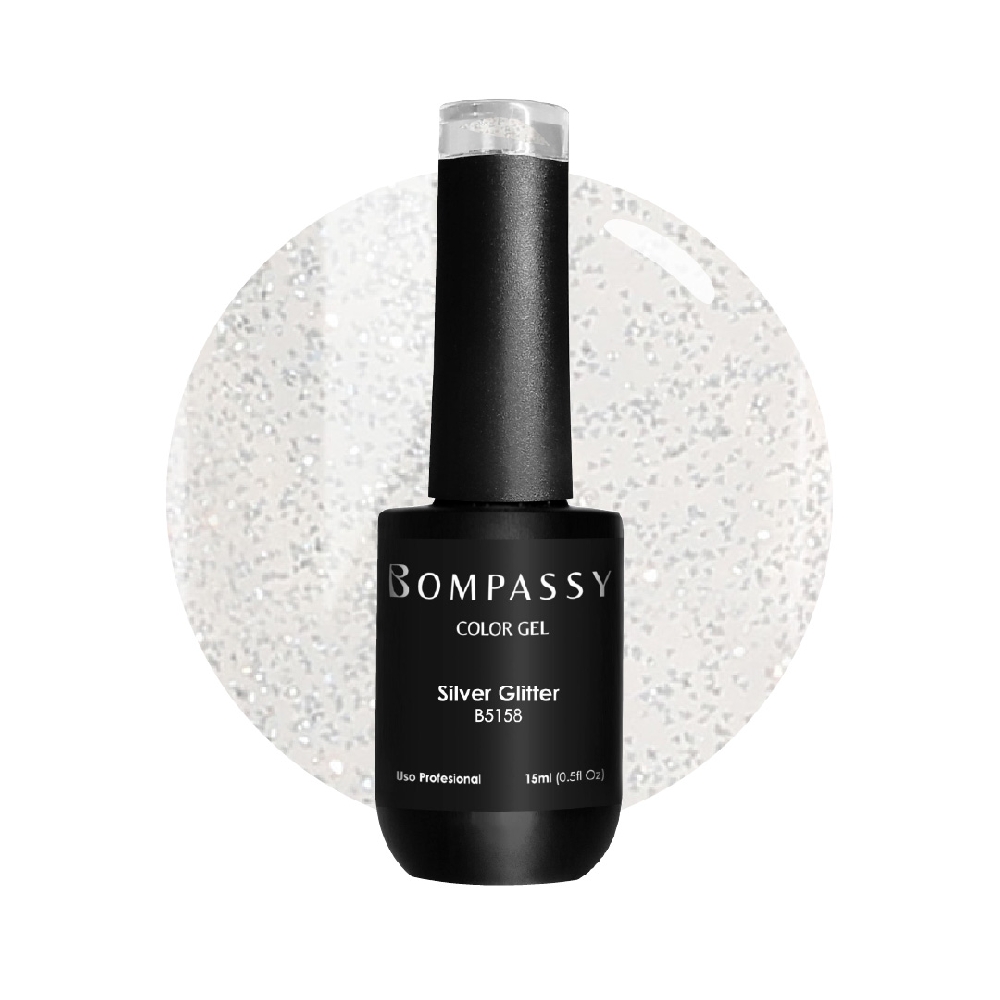 B05158 BOMPASSY ESMALTE SEMI SILVER GLITTER 15 ML NUEVO