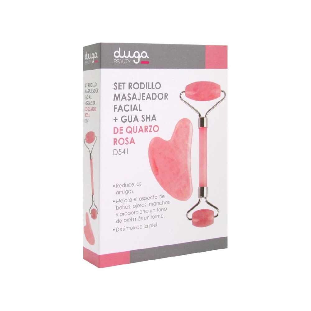 SET RODILLO MASAJ FACIAL+GUA SHA DE CUARZO ROSA | Vista 3