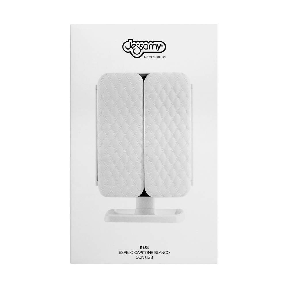 ESPEJO CAPITONE BLANCO CON USB | Vista 5