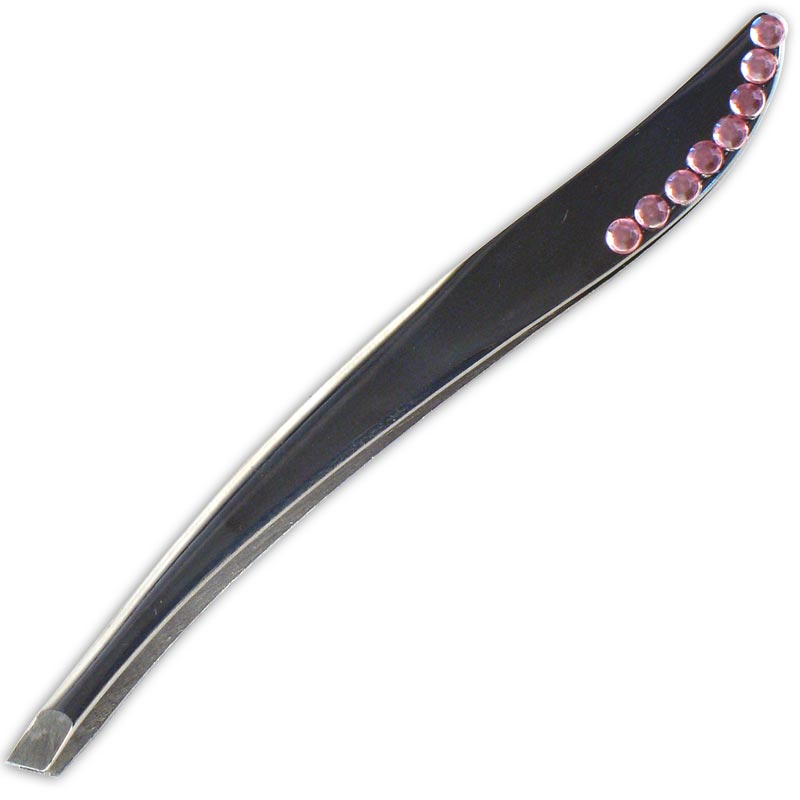 J00053 PINZA SESG NIQUELADA C/STRASS ACERO INOXIDABLE
