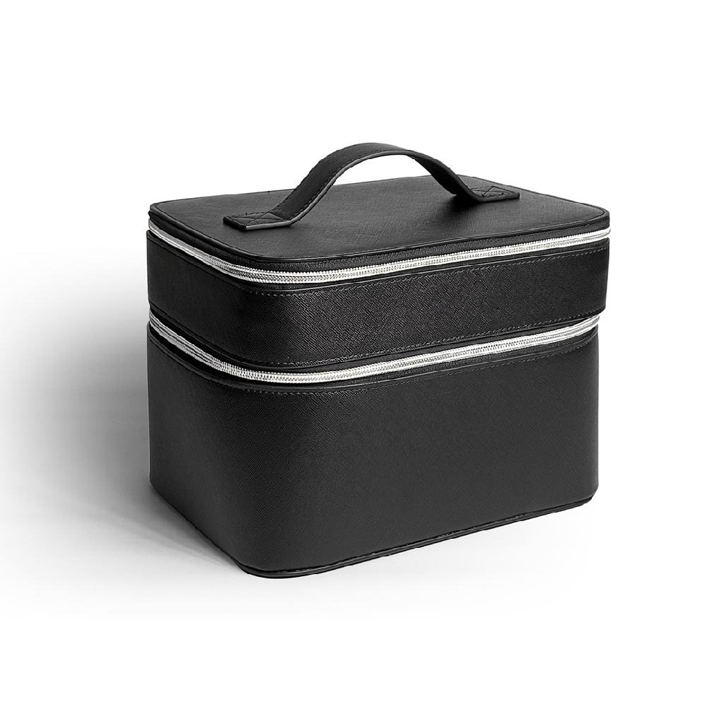 M00150 MALETIN PORTACOSMETICO PORTABROCHAS 2 CIERRES NEG.