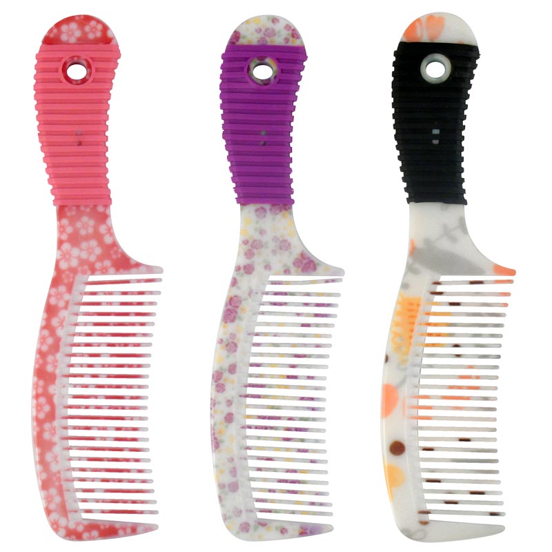 P08501 PEINE FLOREADO CON MANGO DE GOMA