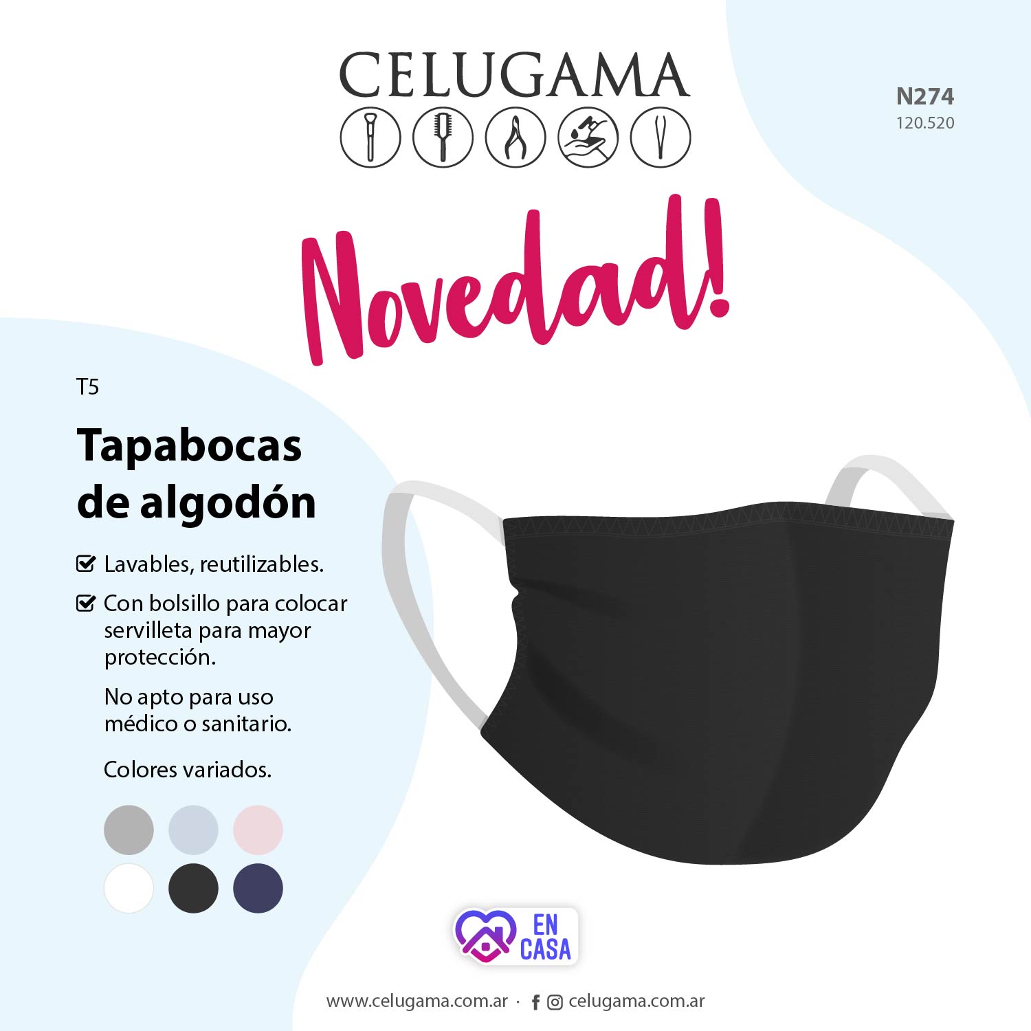 T00005 TAPABOCAS BICAPA  ALGOD&Oacute;N LAVABLE REUTILIZABLE