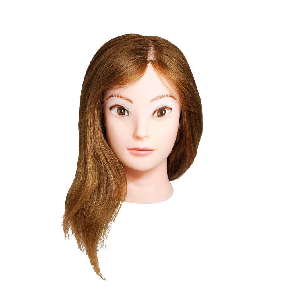 W00090 CABEZA PRACTICA PELO NATURAL CASTA&Ntilde;O (40cm)