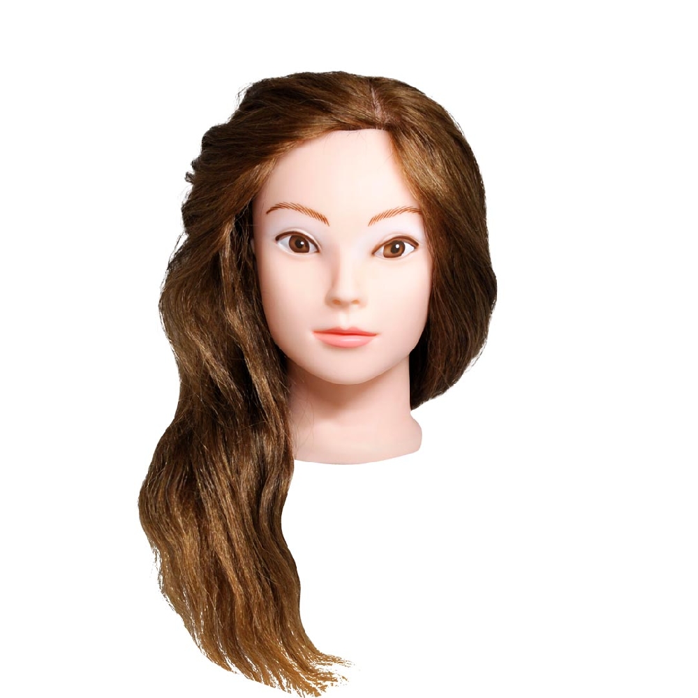 W00091 CABEZA PRACTICA PELO NATURAL CASTA&Ntilde;O (50cm Largo)