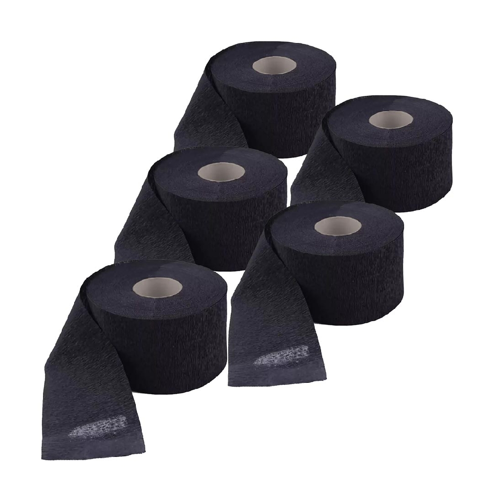 W00357 PAPEL CUELLO CREPPE NEGRO X 5 ROLLOS