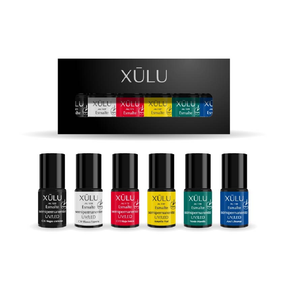 Z10008 X&Uacute;LU PACK X 6 ESMALTES UV COLORES PRIMARIOS